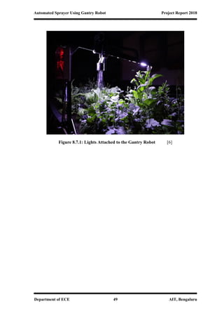 Automated Sprayer Using Gantry Robot Project Report 2018
Department of ECE 49 AIT, Bengaluru
Figure 8.7.1: Lights Attached to the Gantry Robot [6]
 