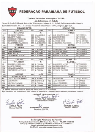 Arbitragem – Campeonato Paraibano 2013 – 11ª Rodada