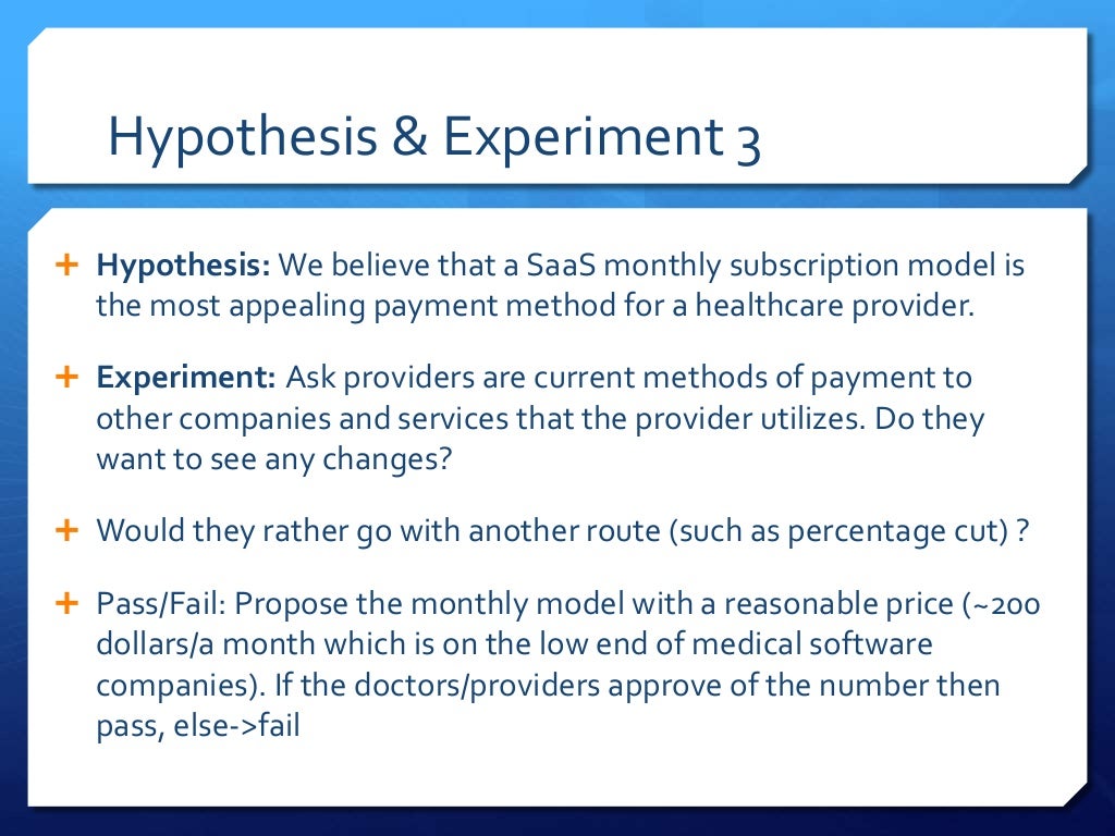 hypothesis example experiment