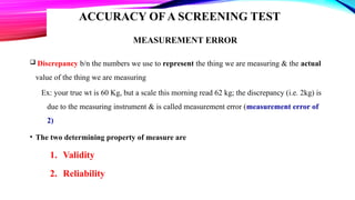Screening Measurements 11 Screening for epidemiology purpose that focus on screening | PPTX