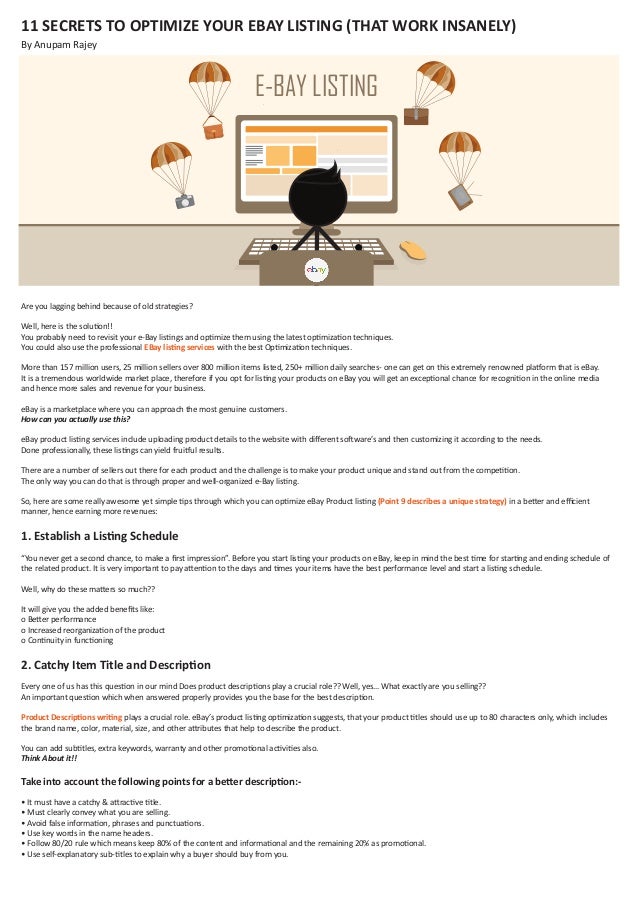 11 Secrets To Optimize Your Ebay Listing That Work Insanely