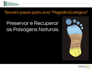 Preservar e Recuperar
as Paisagens Naturais
Terceiro passo para uma “Pegada Ecológica”
 