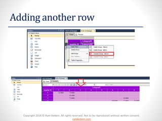 Copyright 2014 © Ram Kedem. All rights reserved. Not to be reproduced without written consent.
ramkedem.com
Adding another row
 