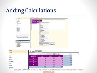 Copyright 2014 © Ram Kedem. All rights reserved. Not to be reproduced without written consent.
ramkedem.com
Adding Calculations
 