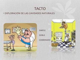 TACTO
• EXPLORACIÓN DE LAS CAVIDADES NATURALES
SIMPLE
DOBLE
COMBINADO
 