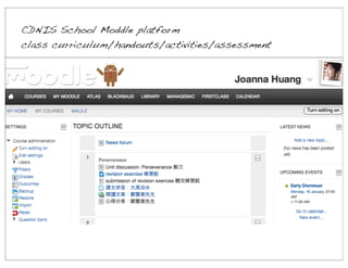 CDNIS School Moddle platform
class curriculum/handouts/activities/assessment

 