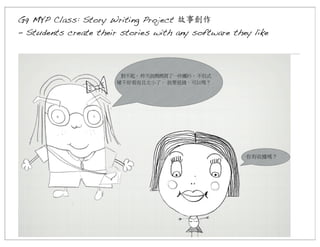 G9 MYP Class: Story Writing Project 故事創作
- Students create their stories with any software they like

 