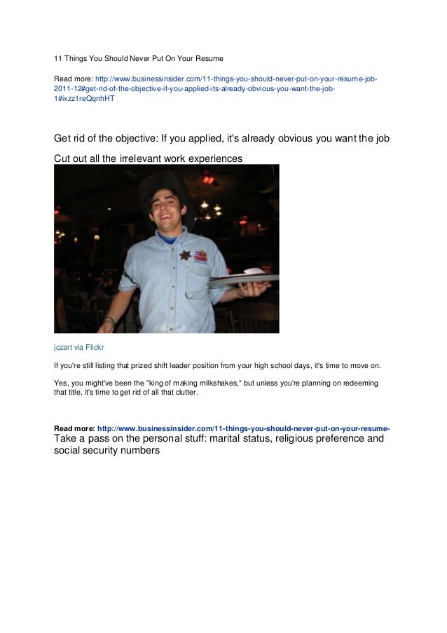 11 things you should never put on your resume things to put on your resumes