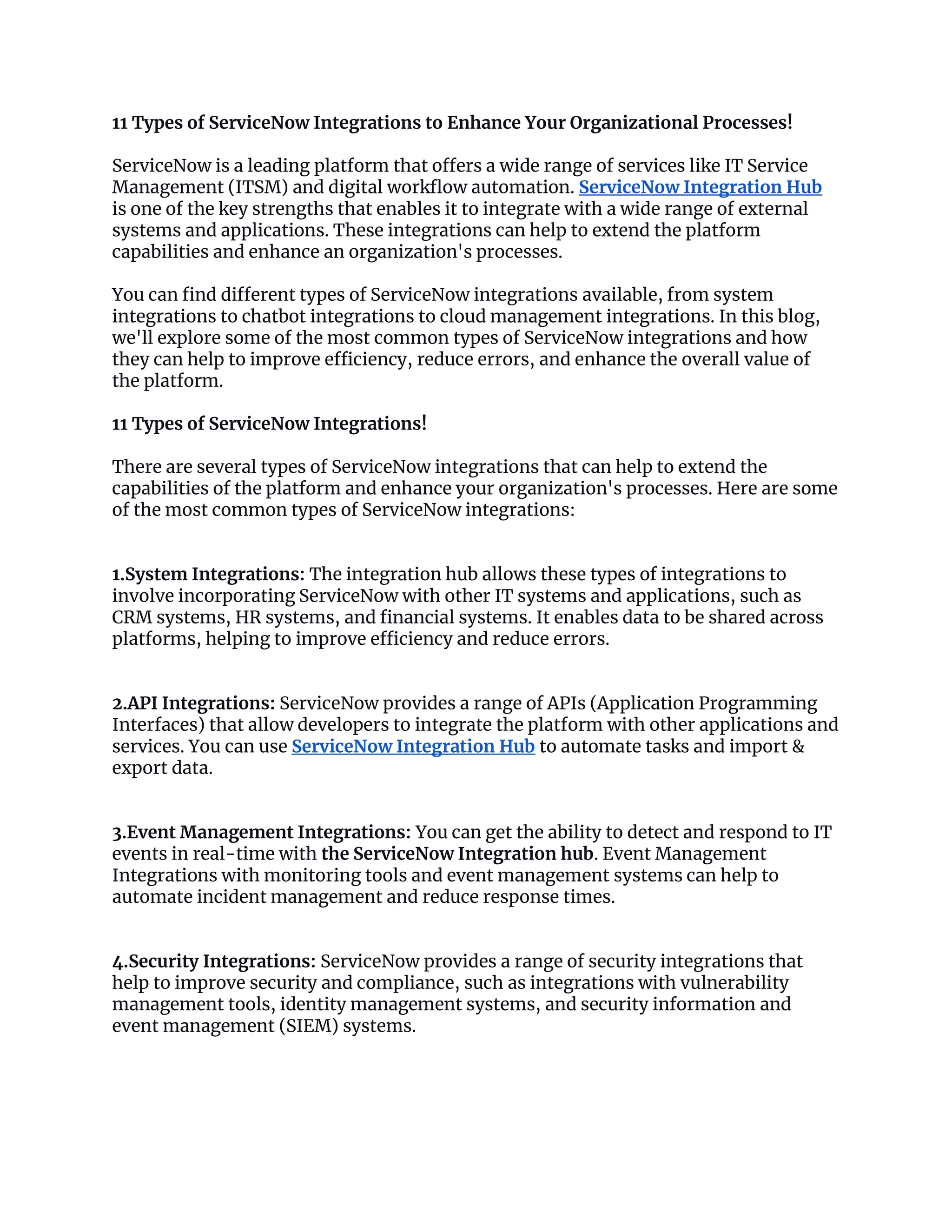 11 Types of ServiceNow Integrations to Enhance Your Organizational ...