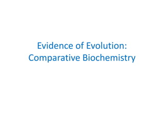 Evidence of Evolution:
Comparative Biochemistry
 