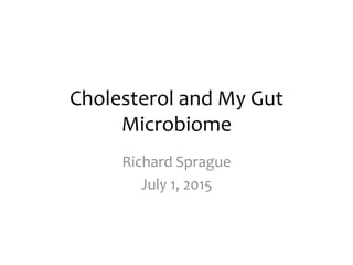 Cholesterol and My Gut
Microbiome
Richard Sprague
July 1, 2015
 