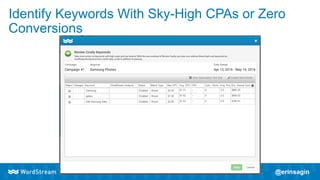 Identify Keywords With Sky-High CPAs or Zero
Conversions
 