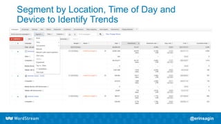 Segment by Location, Time of Day and
Device to Identify Trends
 