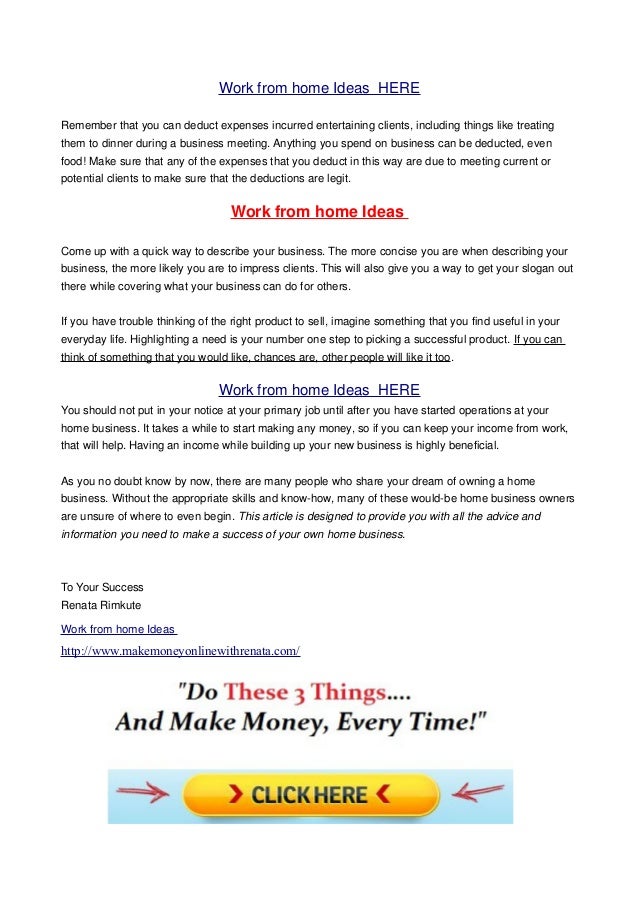 Work from home ideas to get your home business started