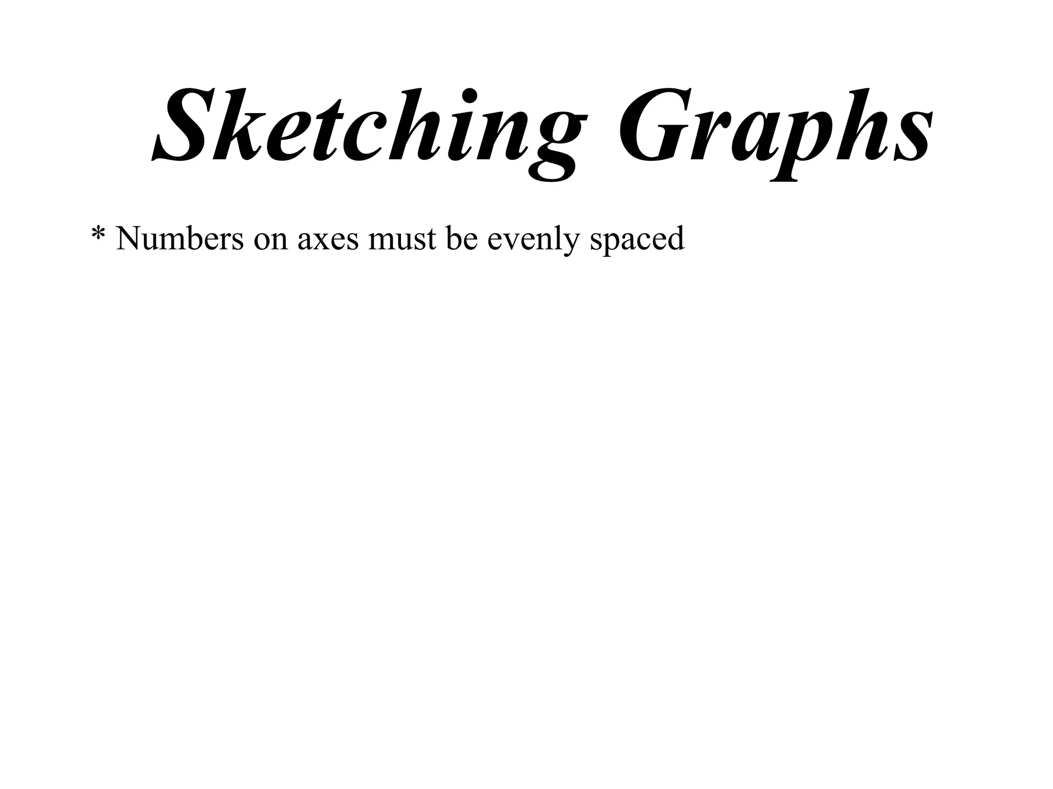 Sketching Graphs
* Numbers on axes must be evenly spaced
 