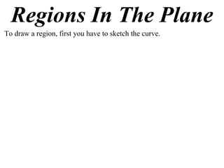 Regions In The Plane
To draw a region, first you have to sketch the curve.
 