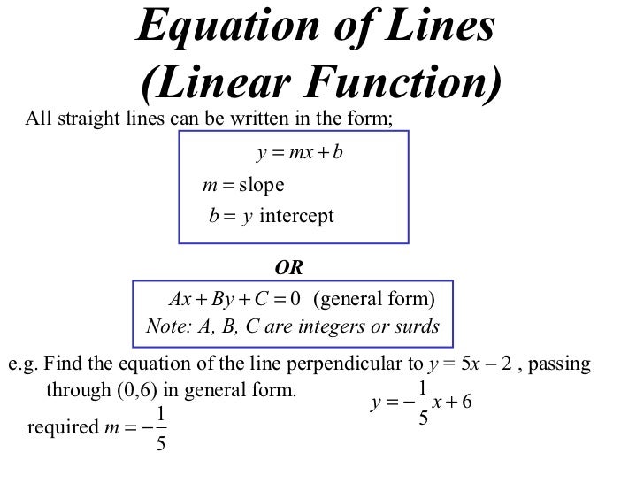 what is the general equation of a linear function