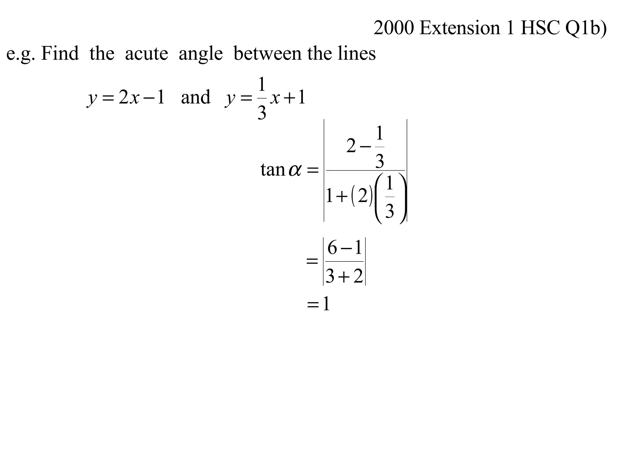 2000 Extension 1 HSC Q1b) 