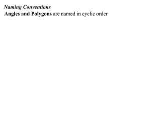 Naming Conventions
Angles and Polygons are named in cyclic order
 