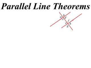 Parallel Line Theorems
a
b
c
d
e
f
h
g
 