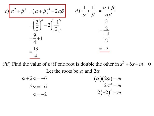 sum and product of roots pdf