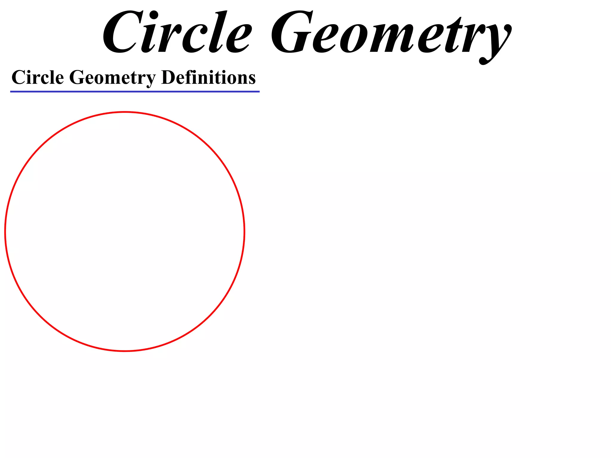 Circle Geometry
Circle Geometry Definitions
 