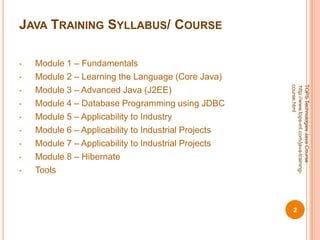 JAVA Training Syllabus Course | PPT