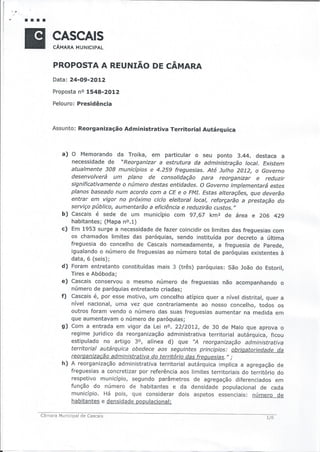 12.09.24 Proposta da CMC sobre a reorganização administrativa Cascais