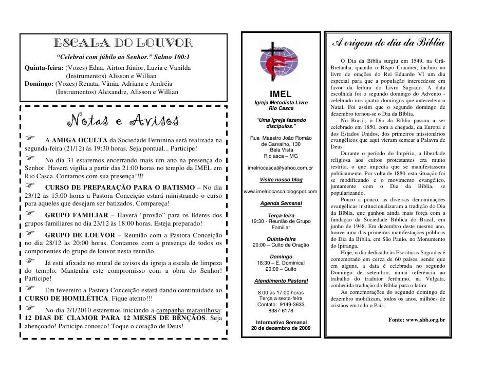 Escala do Louvor                                                                                 A origem do dia da Bíblia...