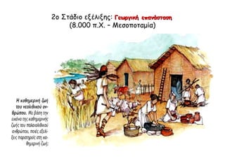 2ο Στάδιο εξέλιξης: Γεωργική επανάσταση 
(8.000 π.Χ. – Μεσοποταμία) 
 