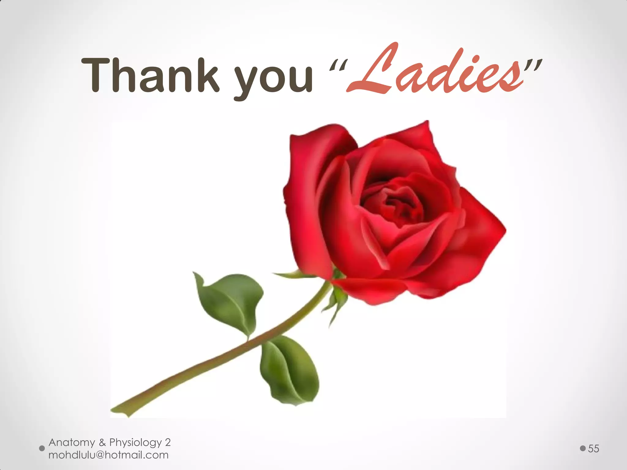 Thank you “         Ladies”



Anatomy & Physiology 2
                                   55
mohdlulu@hotmail.com
 