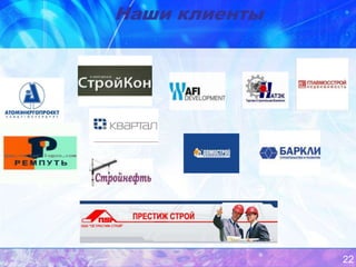 Наши клиенты




               22
 