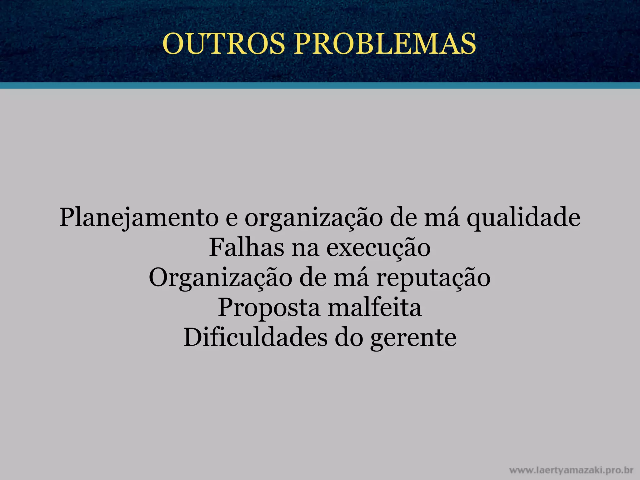 Ocorrência de erros e problemas