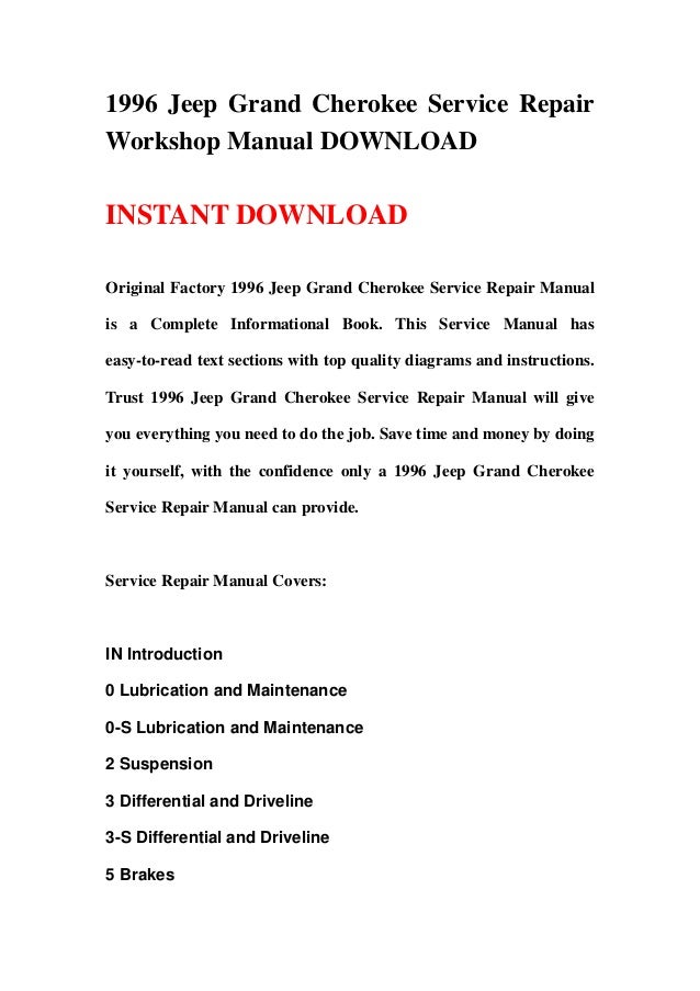 1996 Jeep Grand Cherokee Laredo Owners Manual Download 1996 Jeep Grand Cherokee Laredo Owners Manual Download