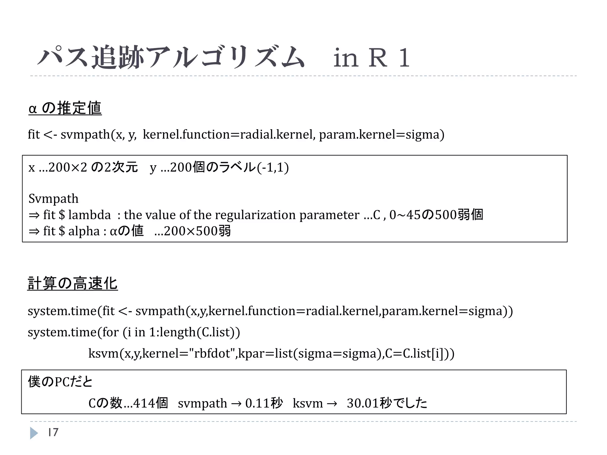 パス追跡アルゴリズム 3




    イメージ的には csvm.svg を参照
         http://sora-blue.net/~shogo82148/memo/algorithm/svm/csvm.html

    それぞれの点の状態が変化していることが確認できる




    17
 
