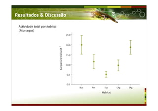 Actividade total por habitat
(Morcegos)
Resultados & Discussão
 