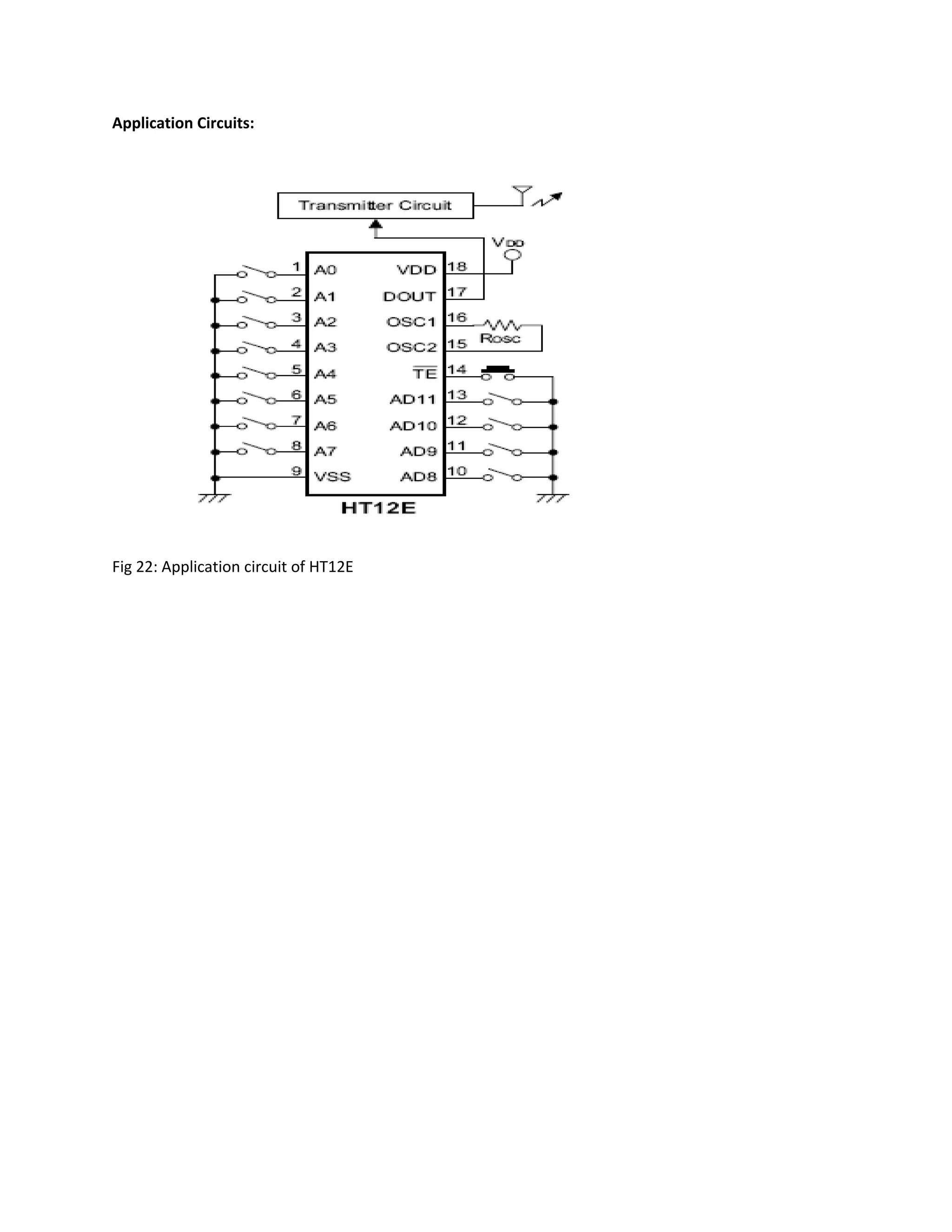 Application Circuits:
Fig 22: Application circuit of HT12E
 