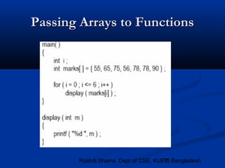 Lec 12. Multidimensional Arrays / Passing Arrays to Functions | PPT