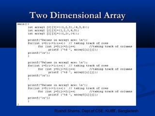 Lec 12. Multidimensional Arrays / Passing Arrays to Functions | PPT