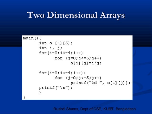 Lec 12. Multidimensional Arrays / Passing Arrays to Functions