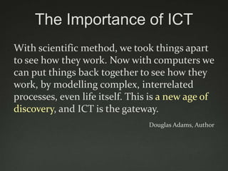 And yet…
Young people have huge appetites for the
computing devices they use outside of
school. Yet ICT and Computer Scien...