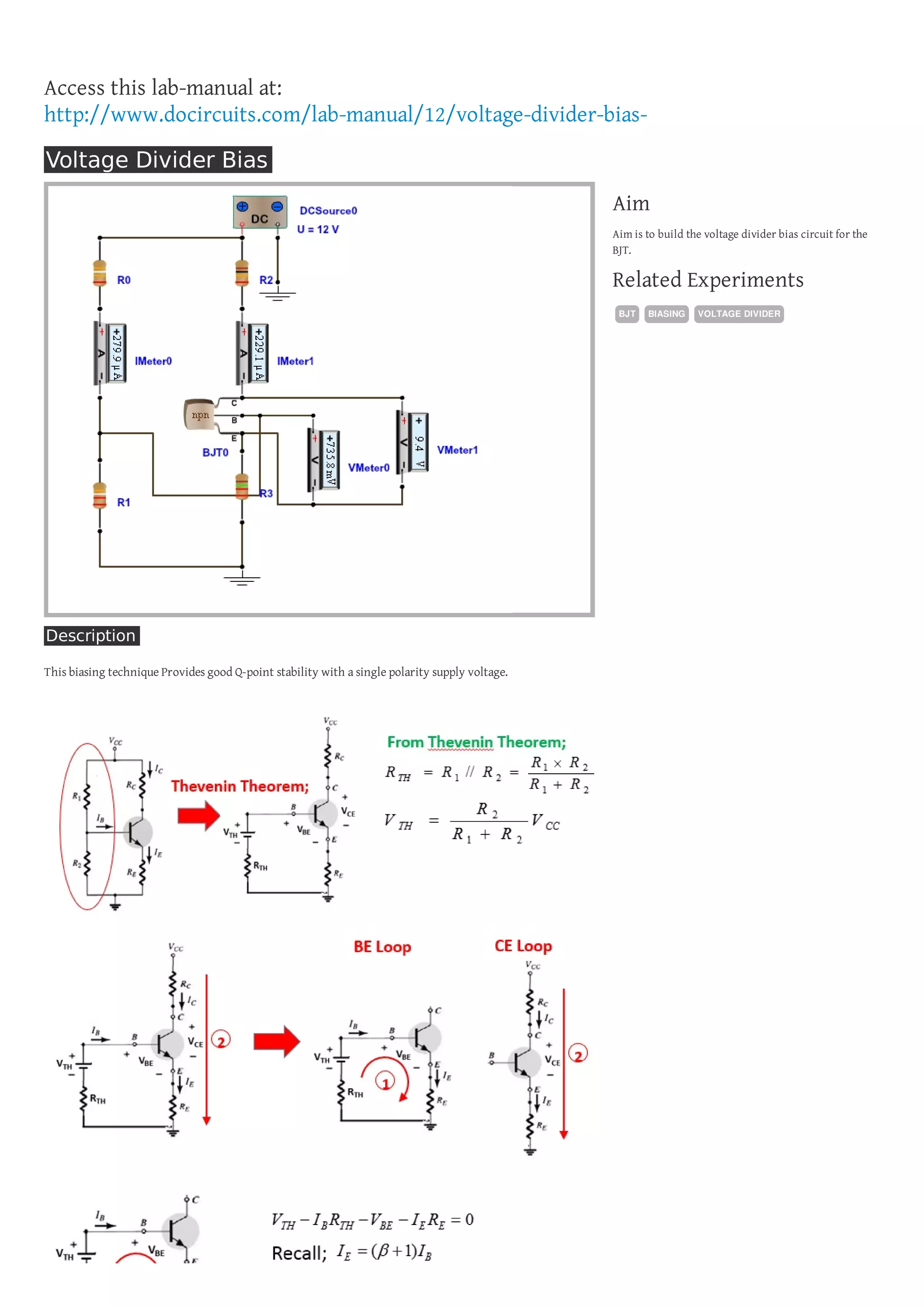 Voltage Divider Bias - BJT | PDF