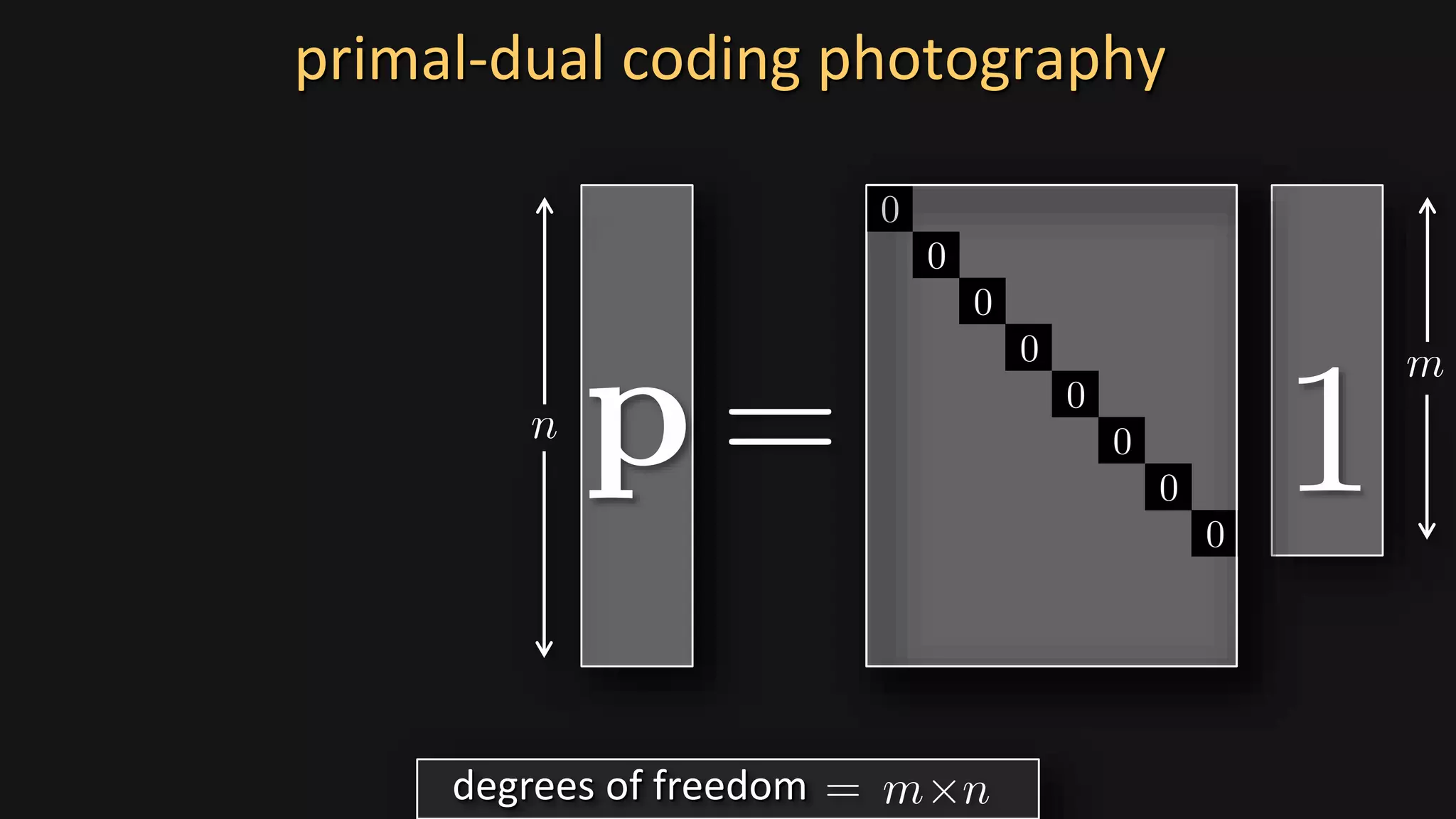 primal-dual coding photography
degrees of freedom
 