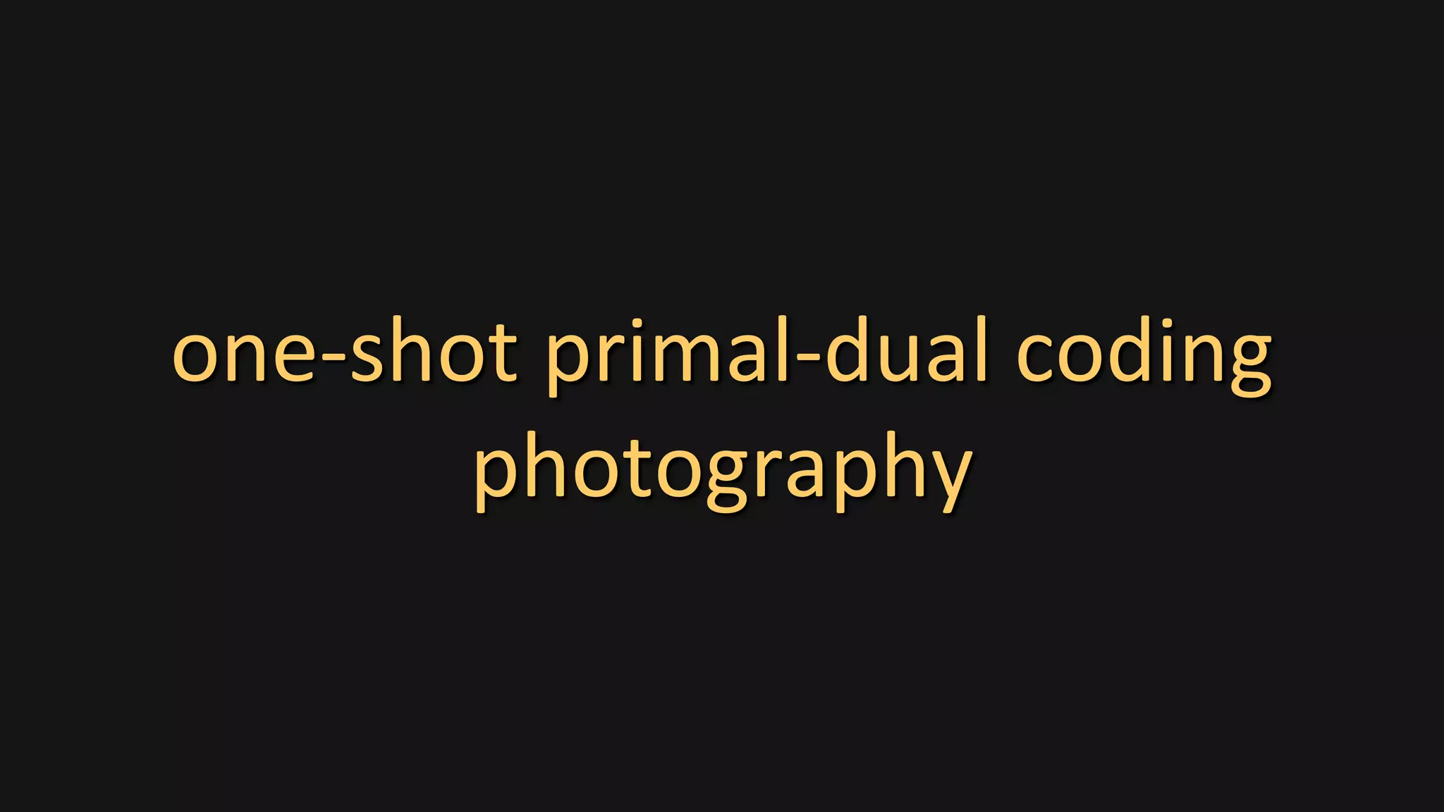 one-shot primal-dual coding
photography
 