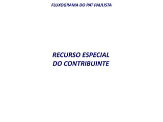 FLUXOGRAMA DO PAT PAULISTA 
RECURSO ESPECIAL 
DO CONTRIBUINTE 
 
