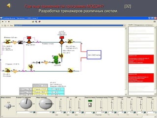 Где еще ппррииммеенняяееттссяя ппррооггррааммммаа ММООДДЭЭНН?? [[3322]] 
РРааззррааббооттккаа ттррееннаажжеерроовв ррааззллииччнныыхх ссииссттеемм.. 
 