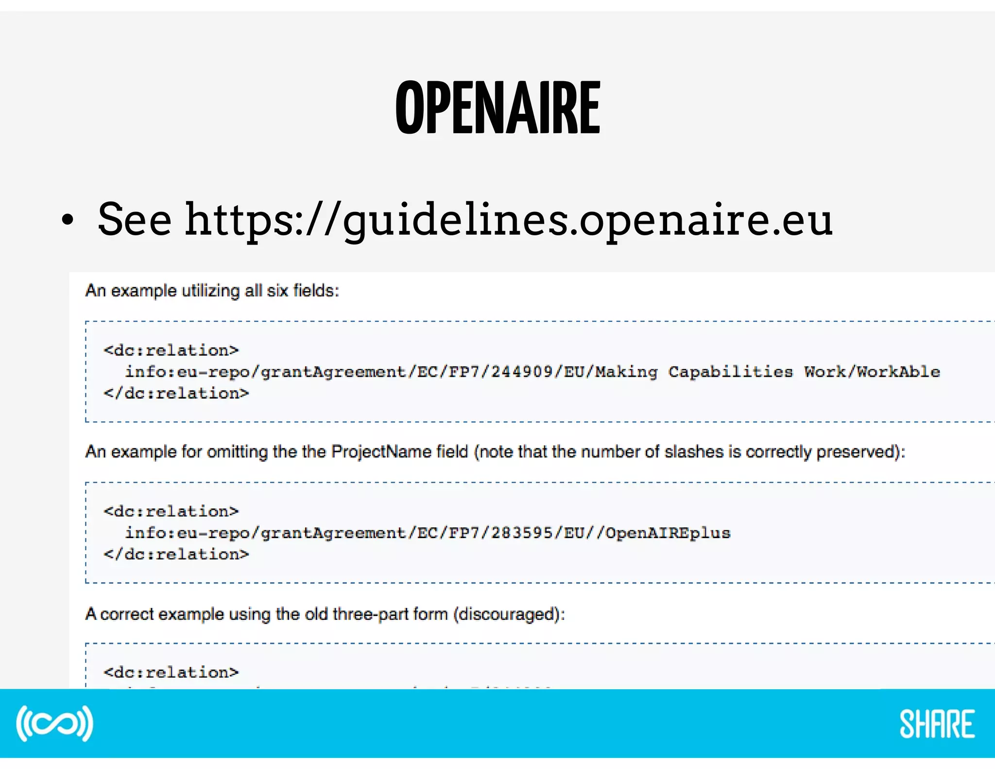 RIOXX 
• See http://rioxx.net/v2-0-rc-2/ 
 