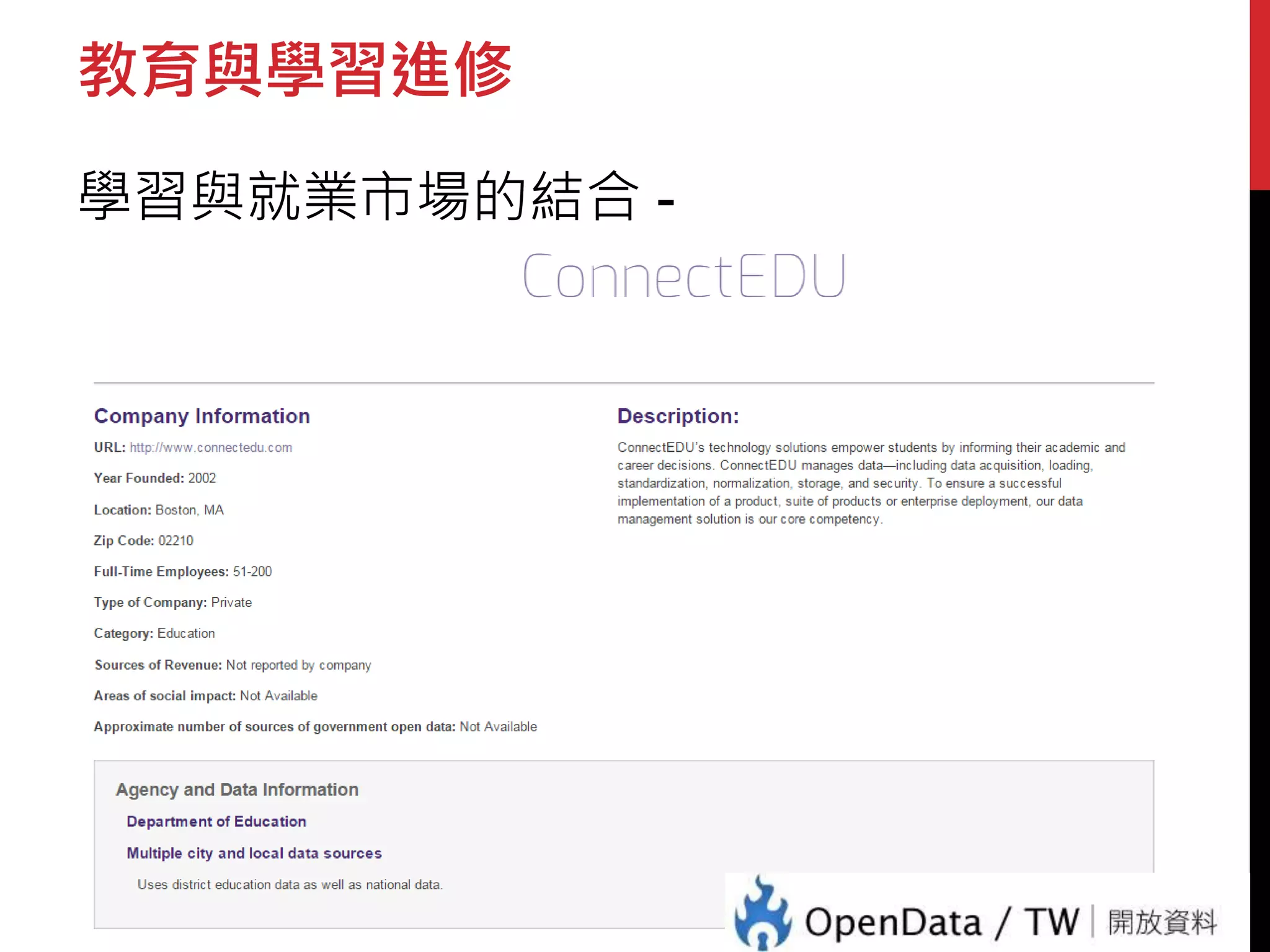 教育與學習進修 
學習與就業市場的結合- 
 