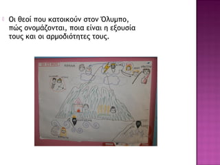 Τα παιδιά ζωγραφίζουν τον Δία και την
Ήρα ακολουθώντας τις πληροφορίες που
πήραν και γράφουν το όνομα τους.
 