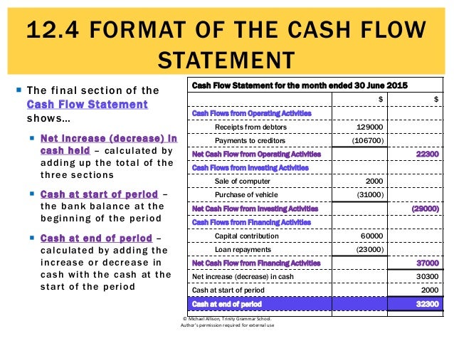 cash flows statement format